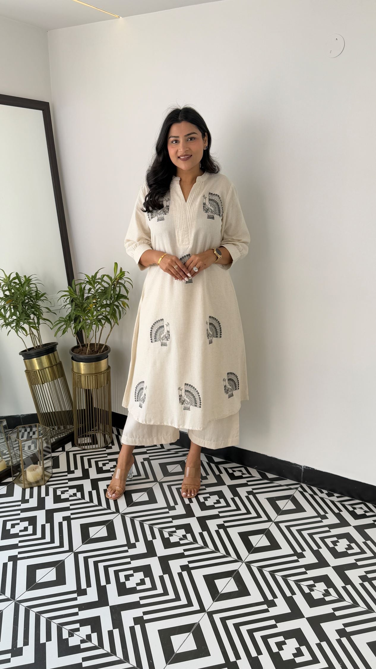 Swan Black Kurta Pants