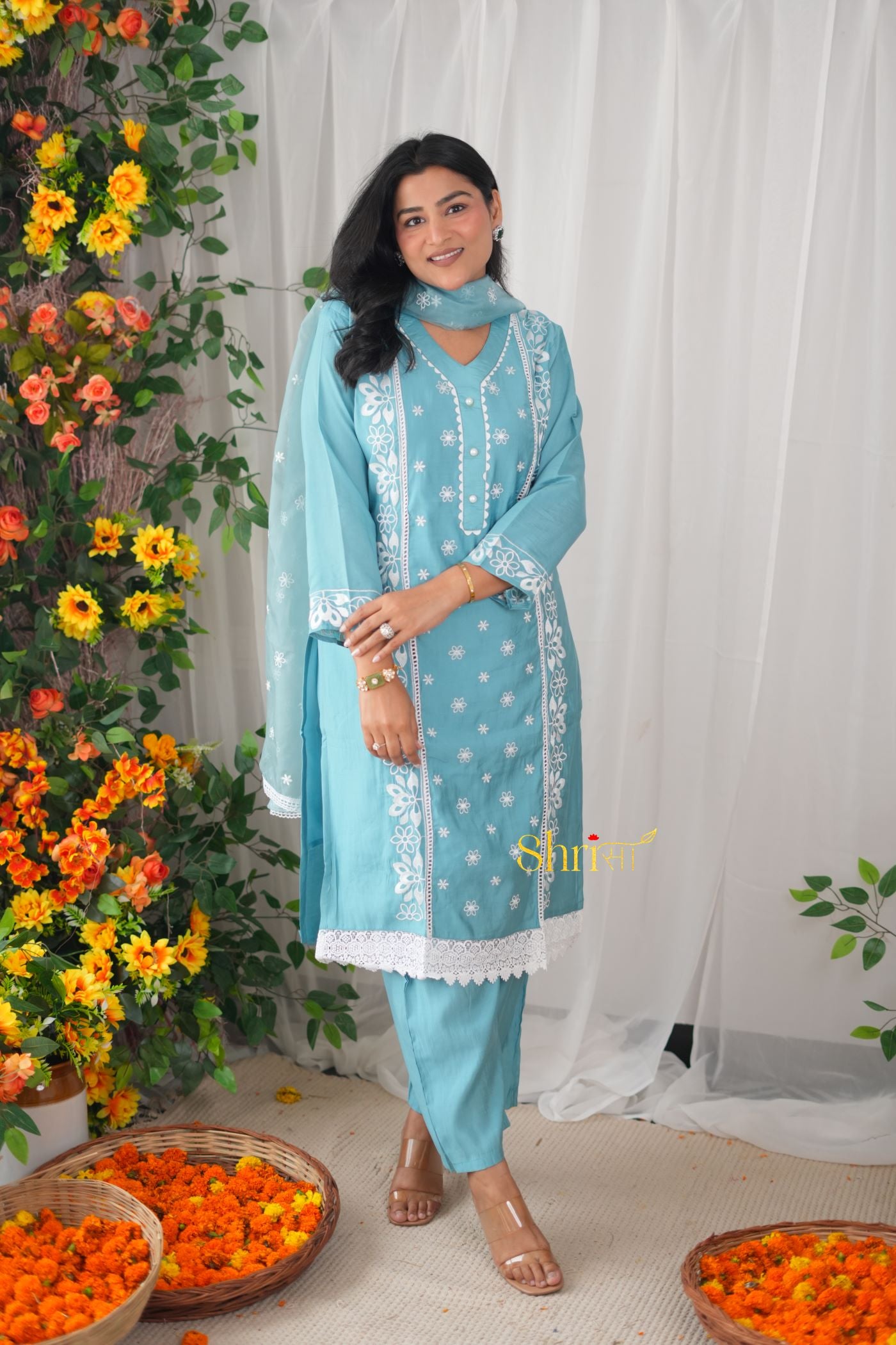 Tiffany Blue Muslin Suit Set