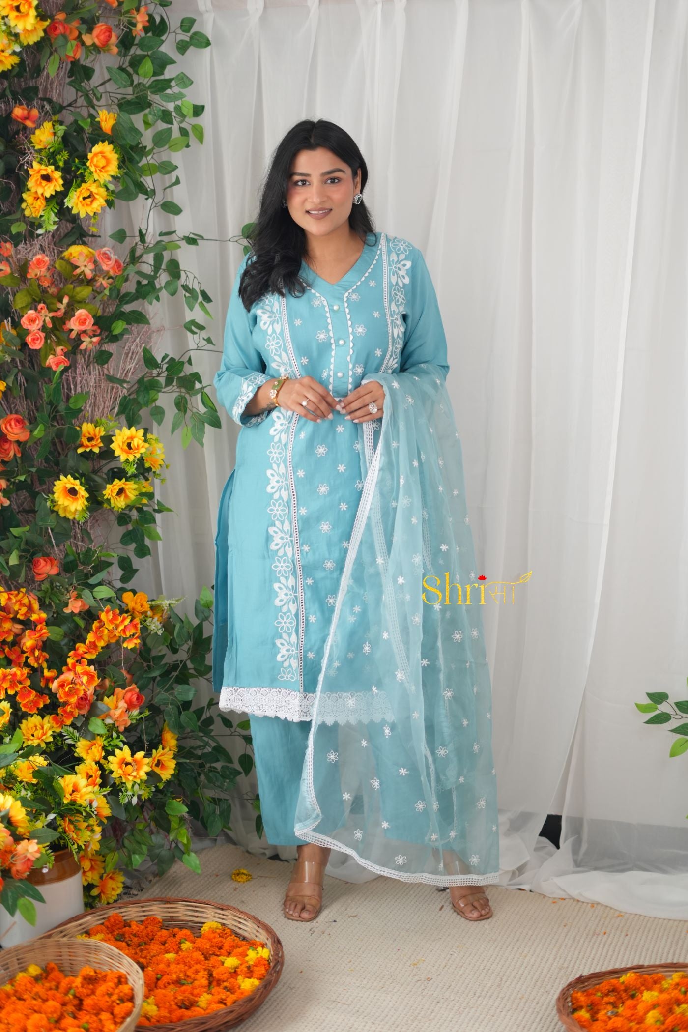 Tiffany Blue Muslin Suit Set