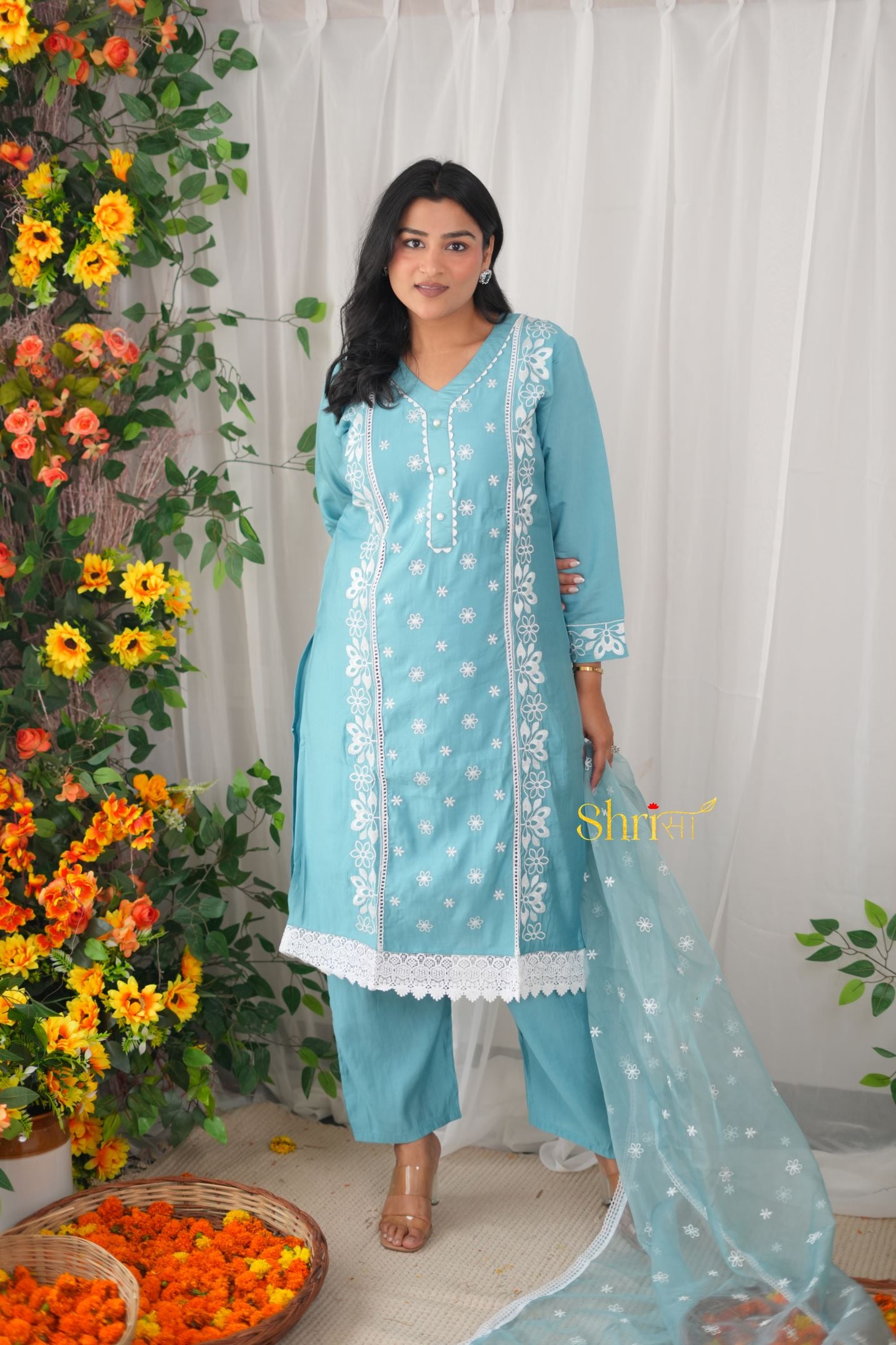 Tiffany Blue Muslin Suit Set