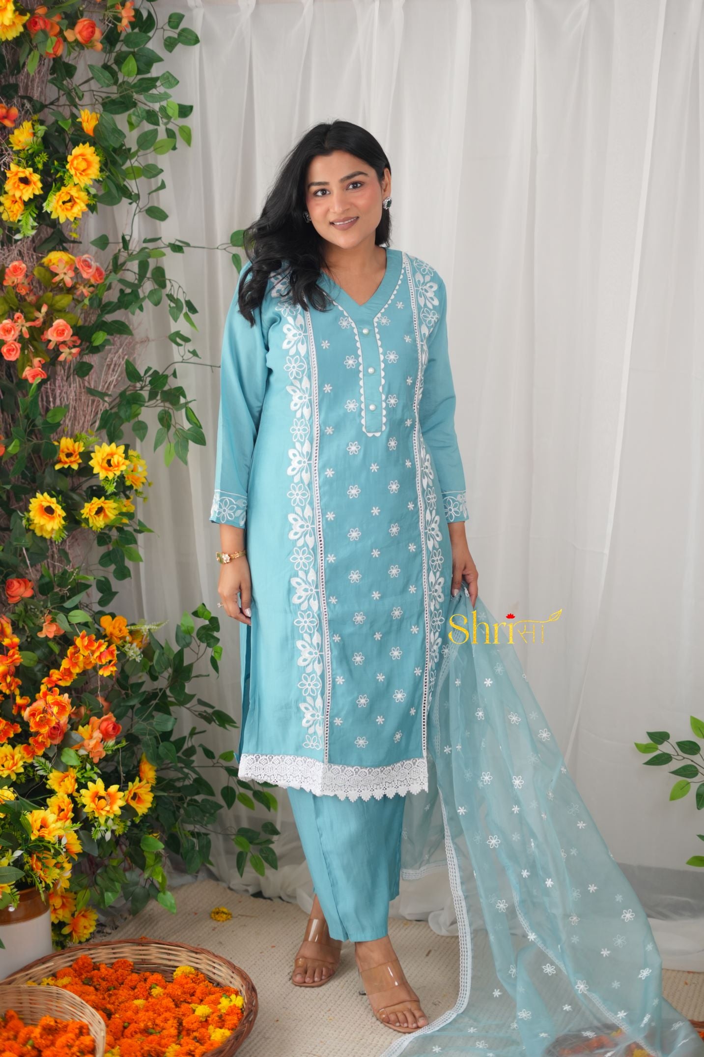 Tiffany Blue Muslin Suit Set