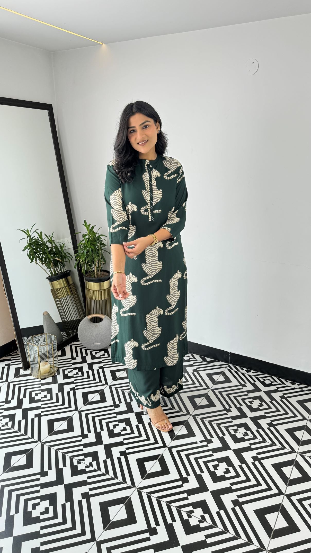 Tiger Dark Green Kurta Pants