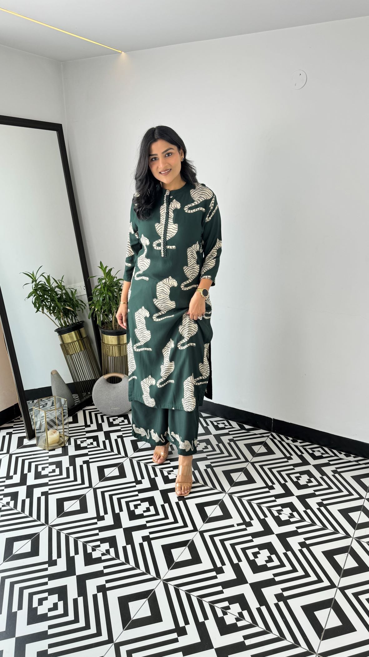 Tiger Dark Green Kurta Pants