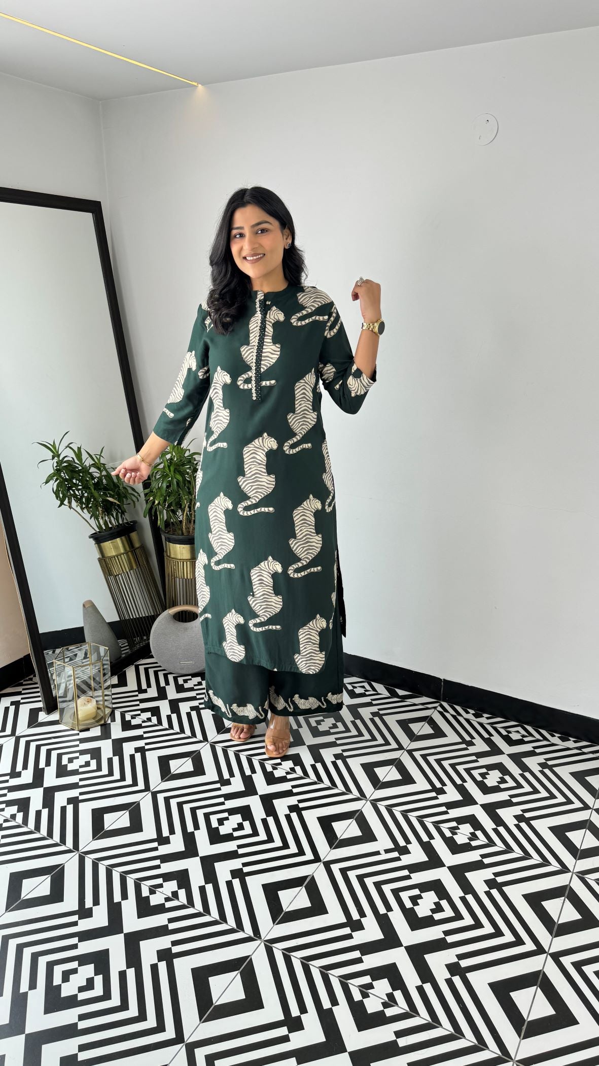 Tiger Dark Green Kurta Pants