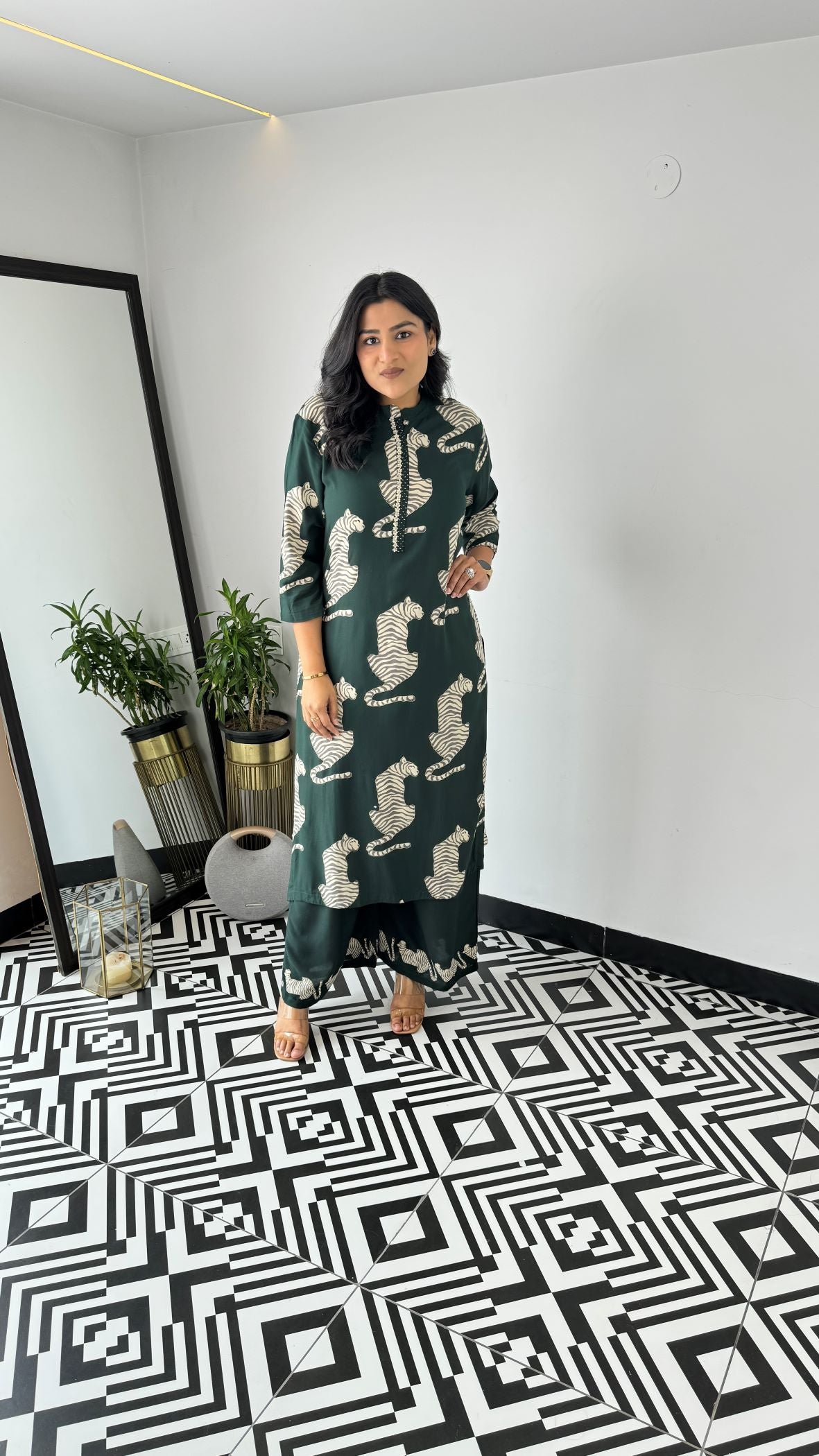 Tiger Dark Green Kurta Pants