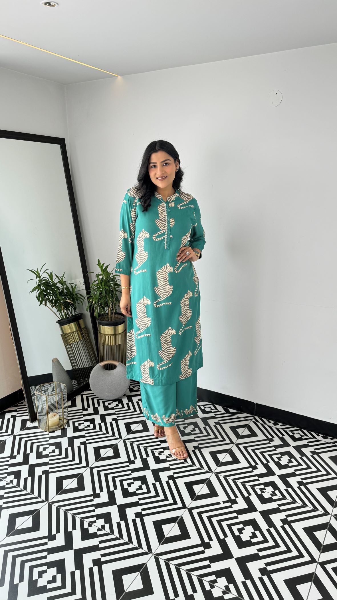 Tiger Turquoise Kurta Pants