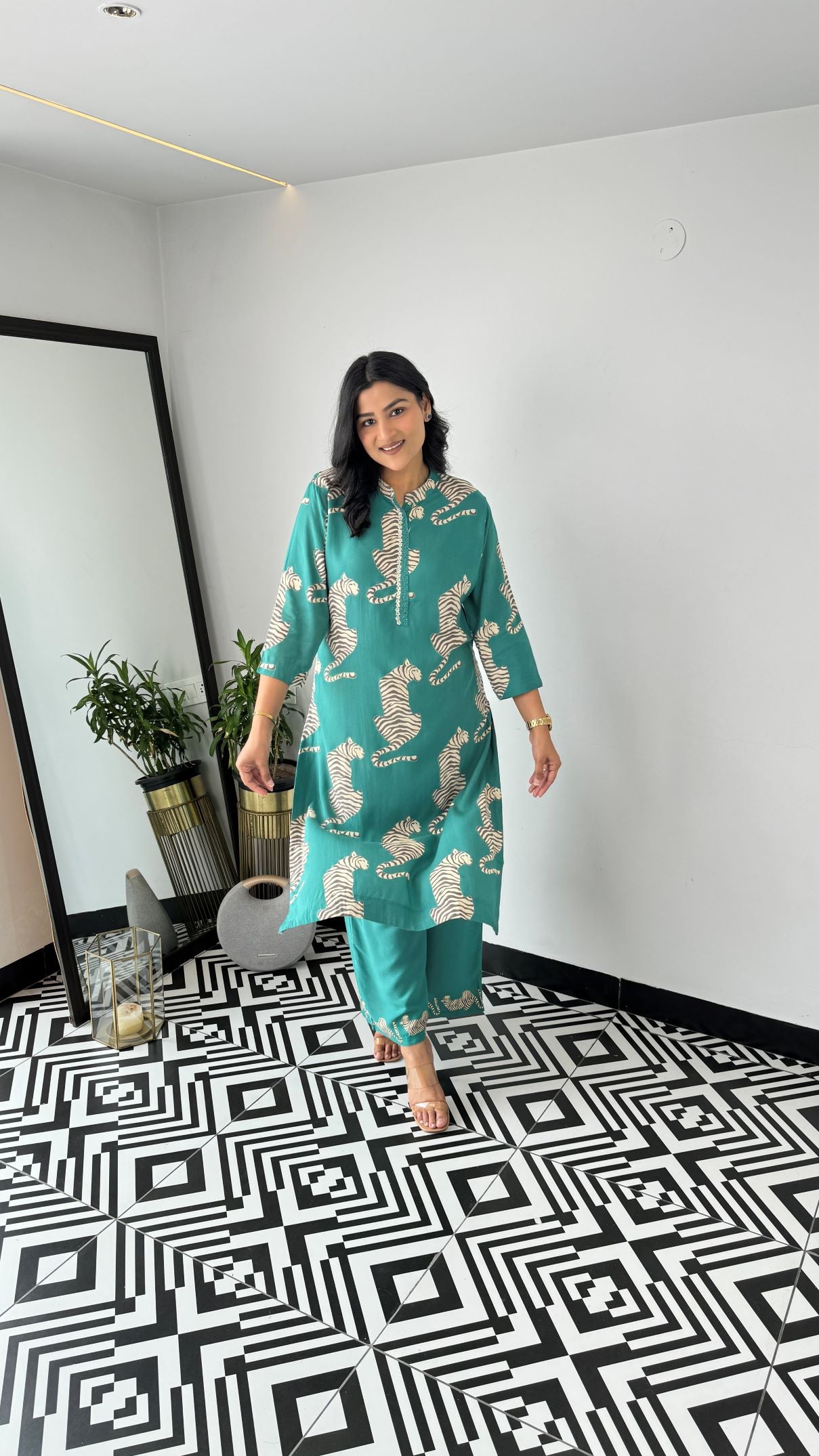 Tiger Turquoise Kurta Pants