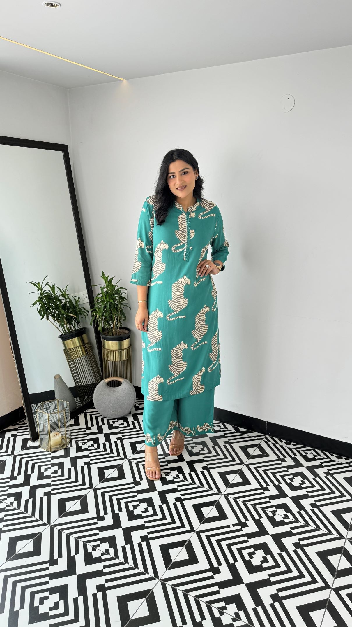 Tiger Turquoise Kurta Pants