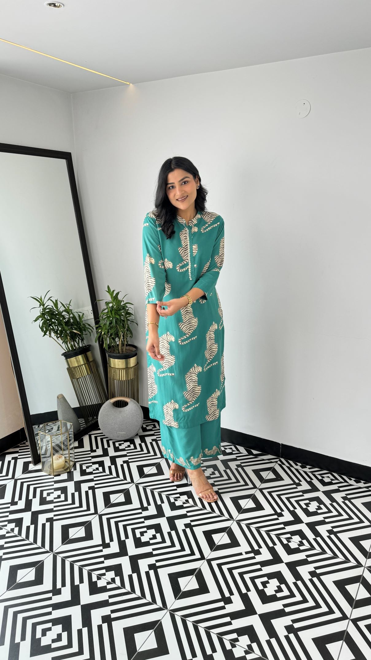 Tiger Turquoise Kurta Pants