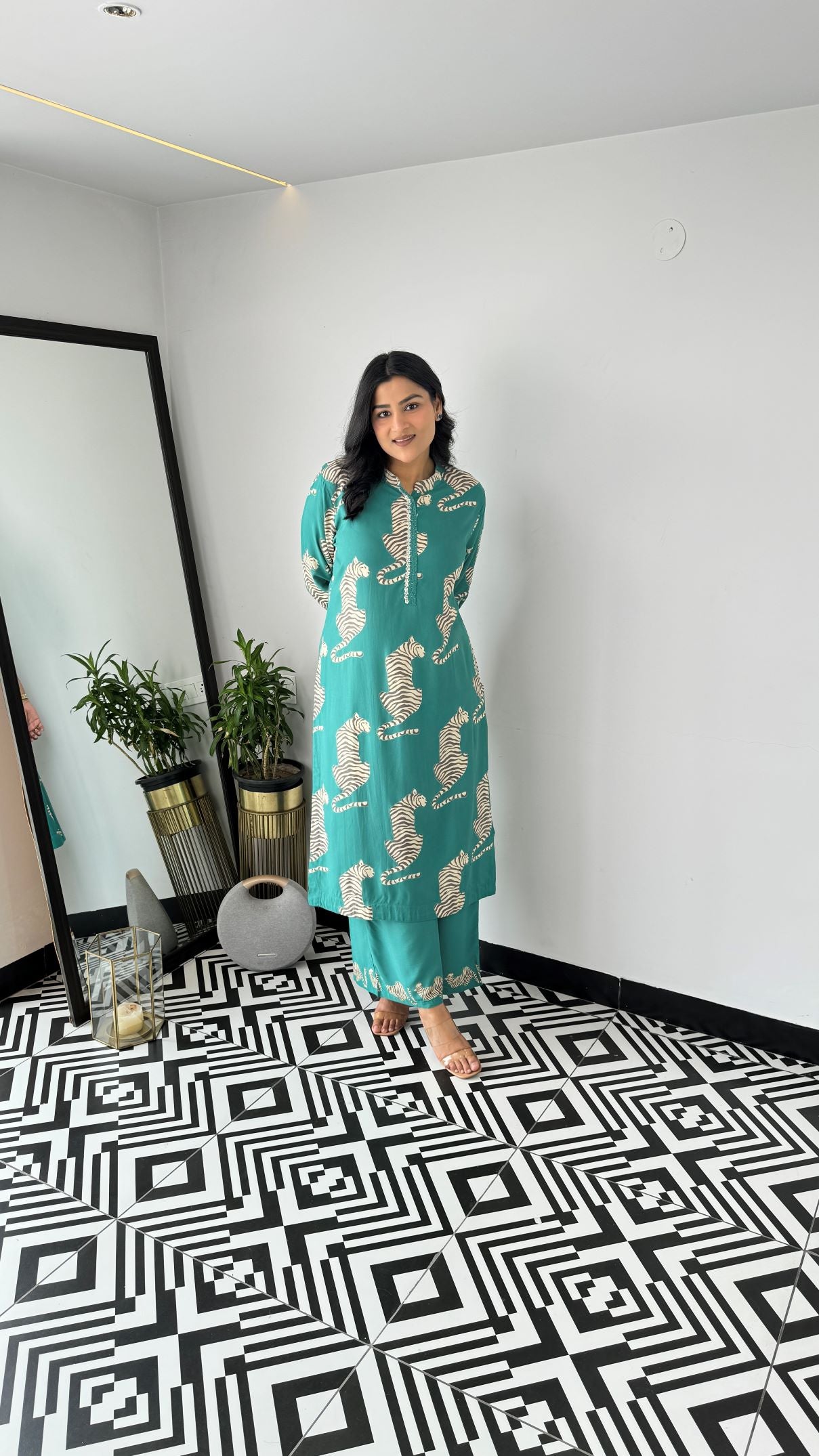 Tiger Turquoise Kurta Pants