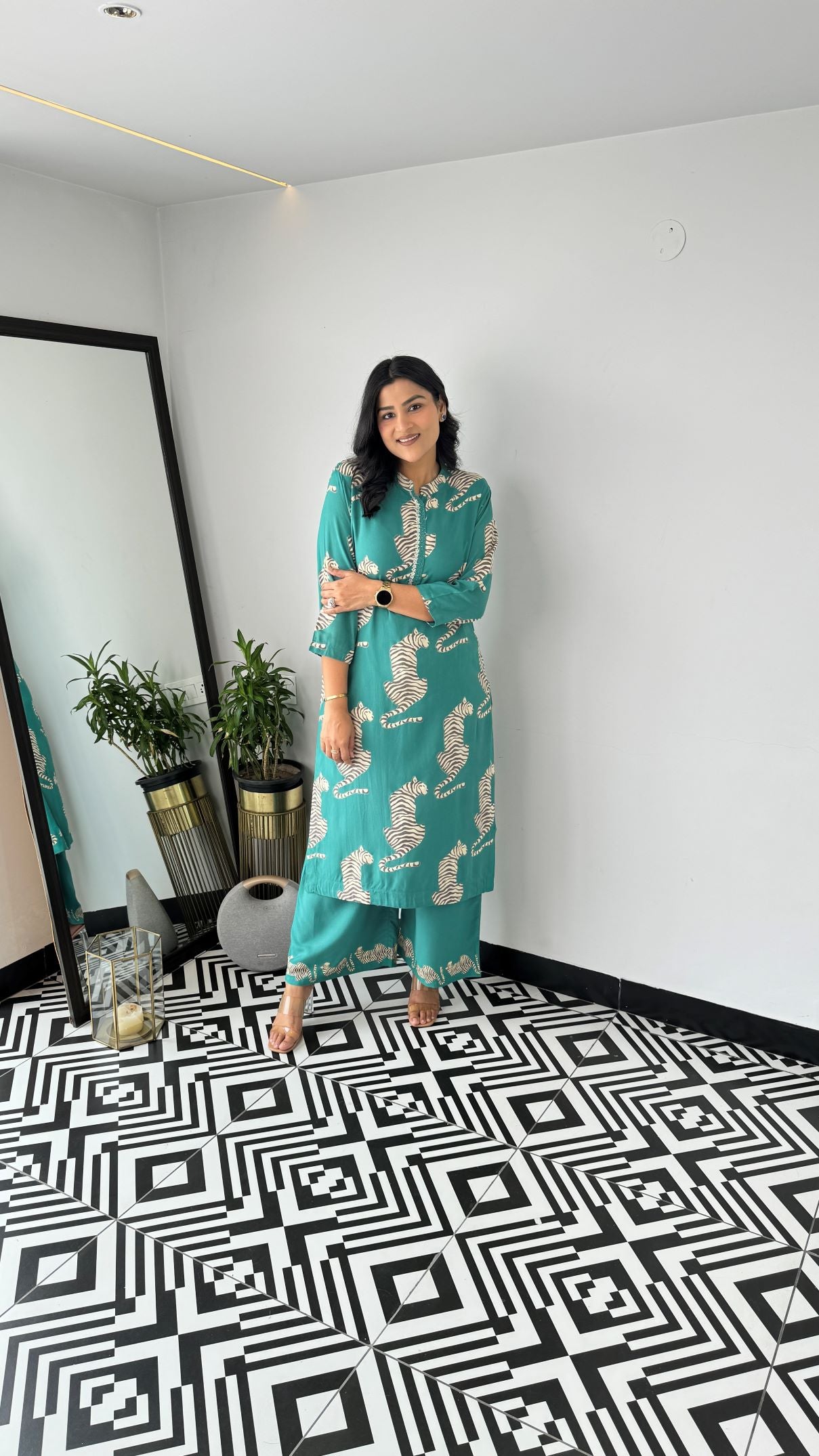 Tiger Turquoise Kurta Pants
