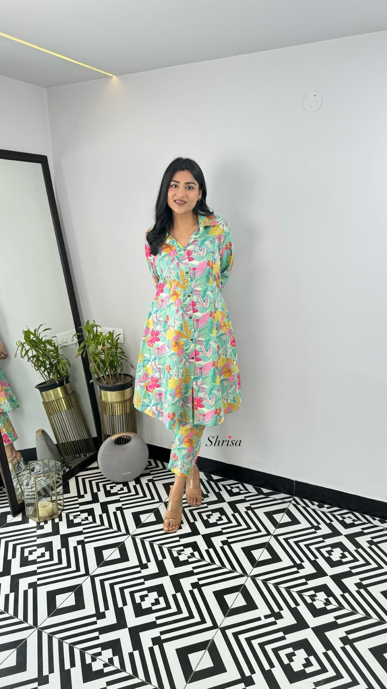 Turquoise Floral Cotton Cord Set