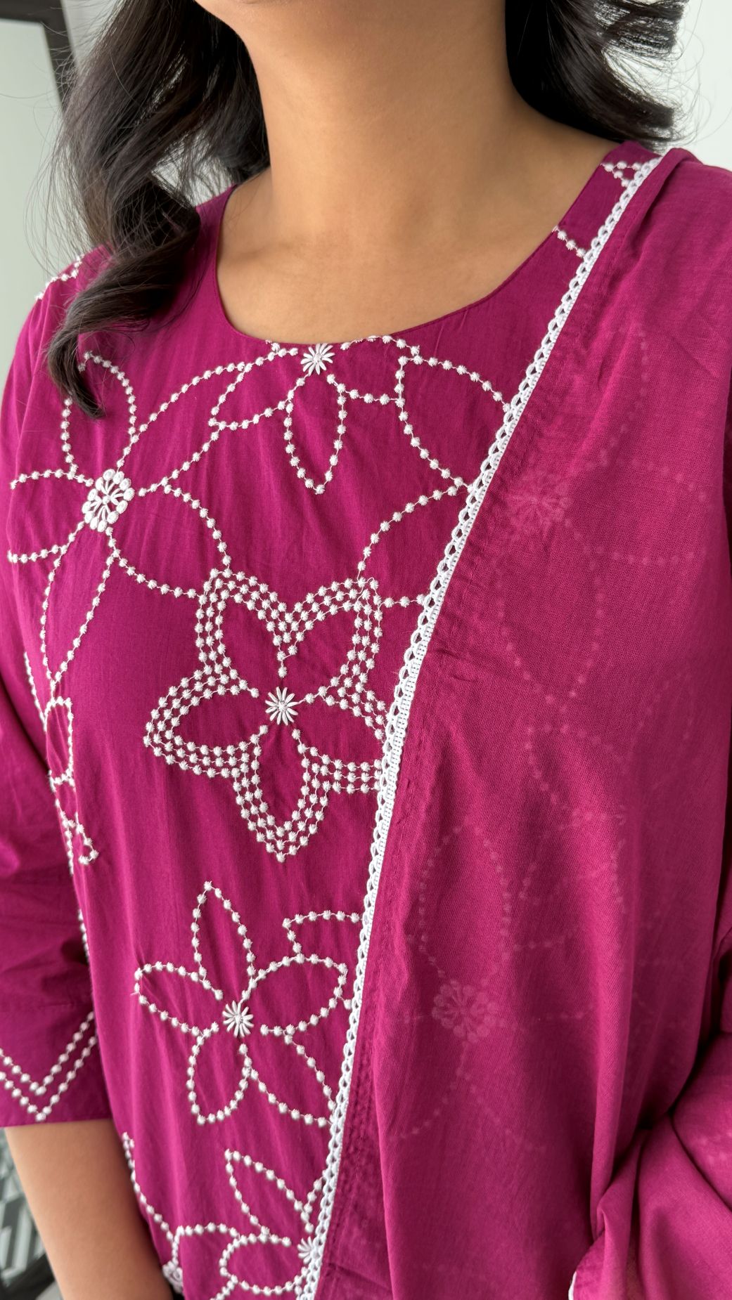 Wine Floral Embalished Suit Set