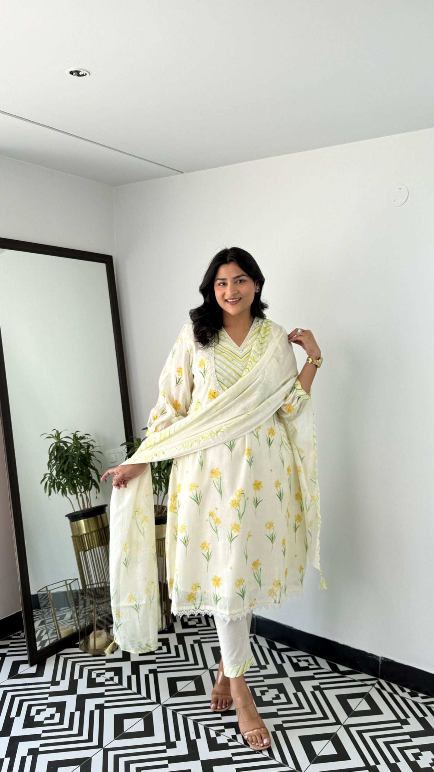 Yellow & Green Ivory Suit Set