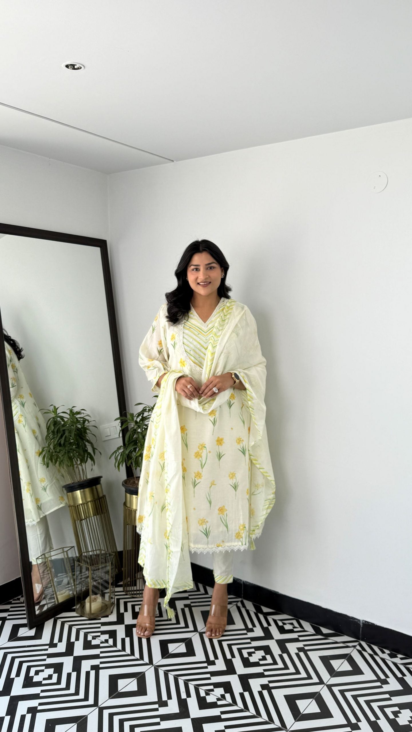 Yellow & Green Ivory Suit Set