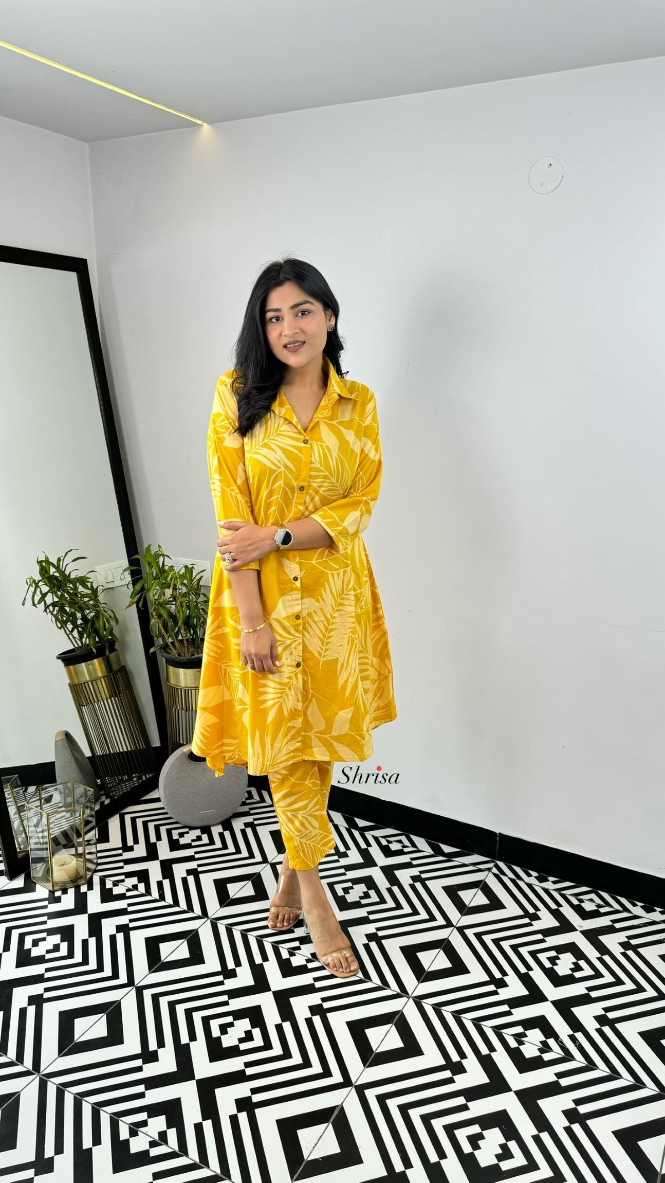 Yellow Leaf Cotton Cord Set