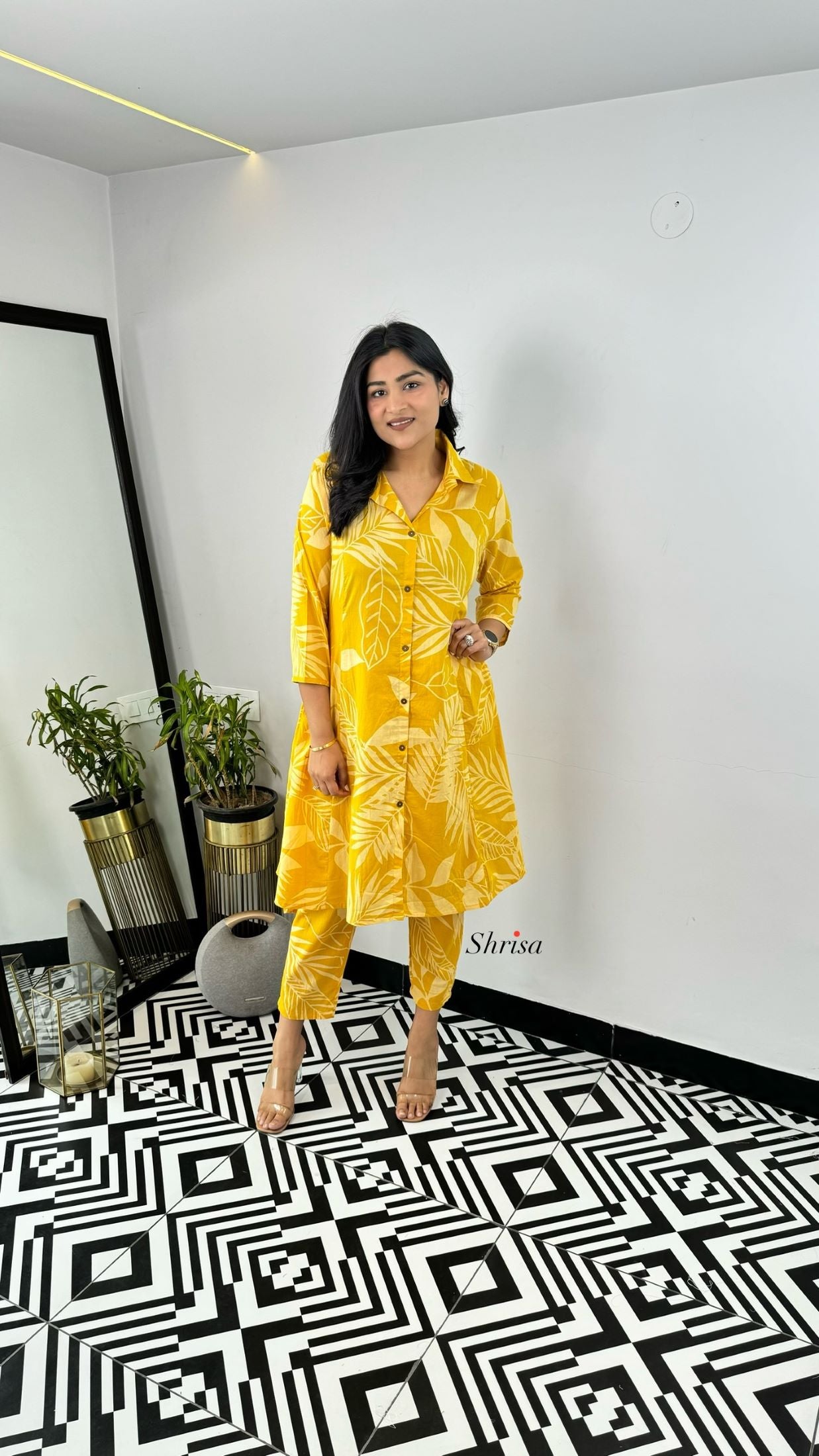 Yellow Leaf Cotton Cord Set