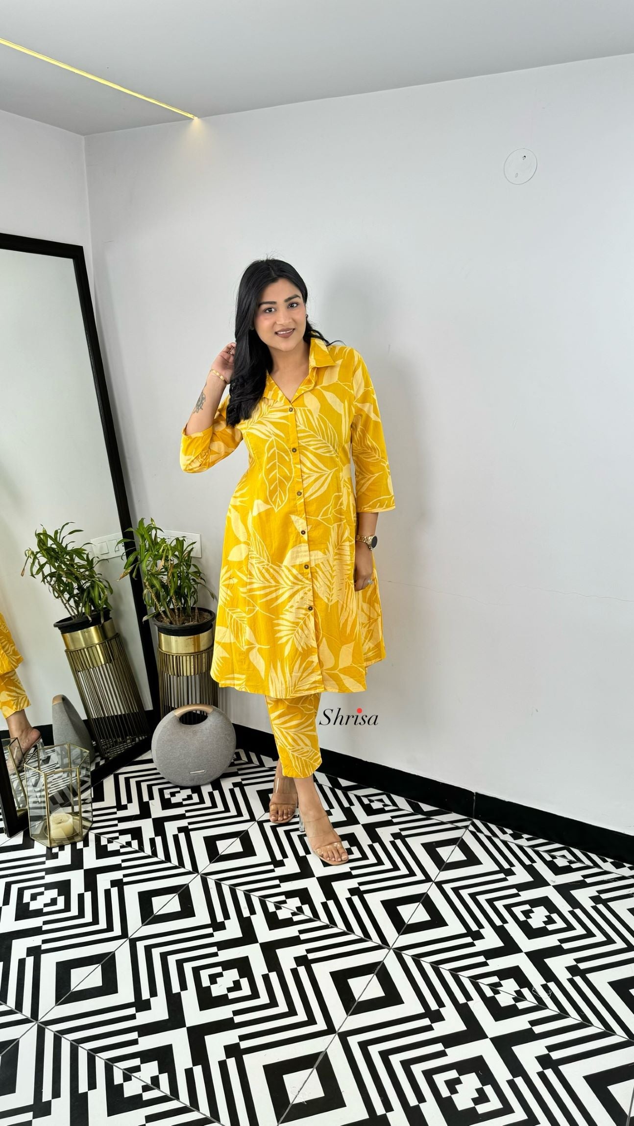 Yellow Leaf Cotton Cord Set