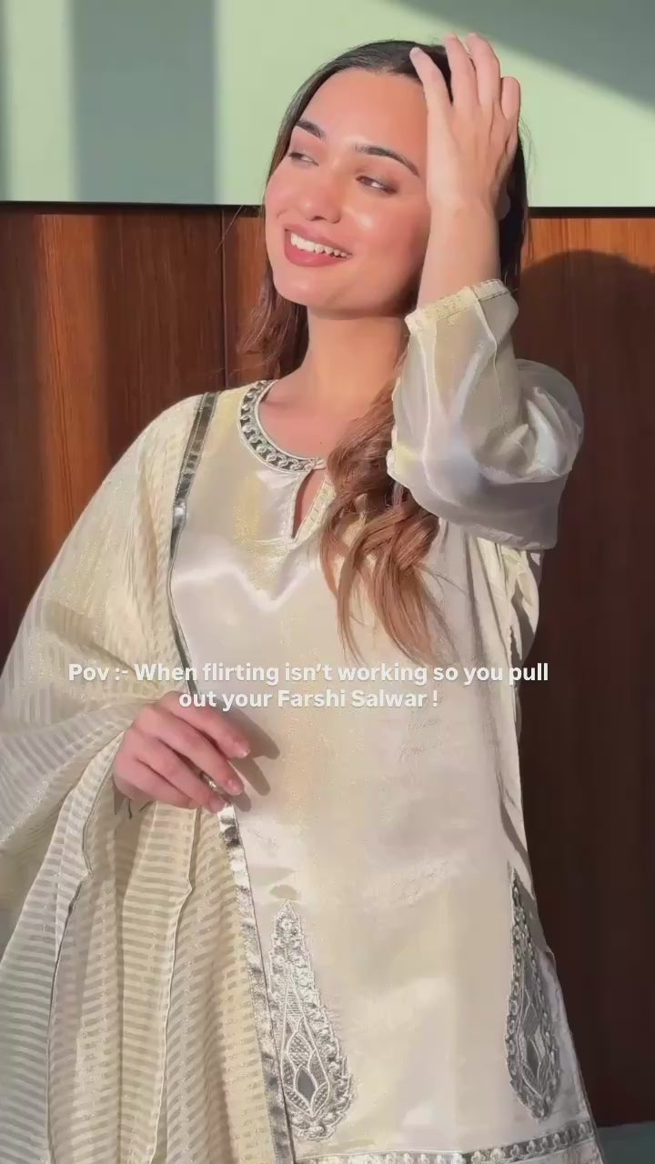 Tissue Ivory Farshi Suit Set