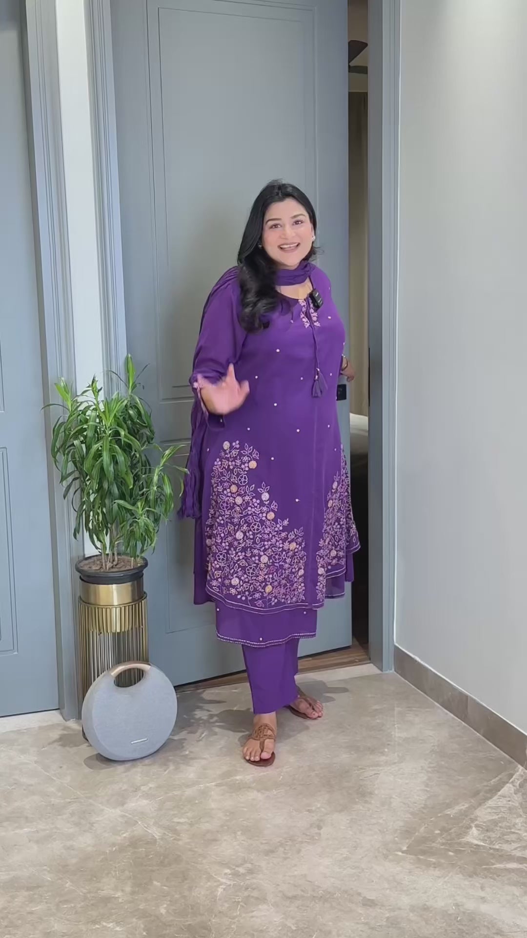 Purple Threadwork Jaal Suit Set