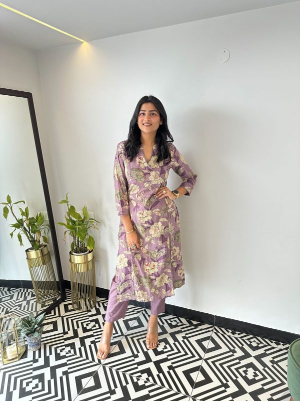 Purple Angrakha Kurta Set