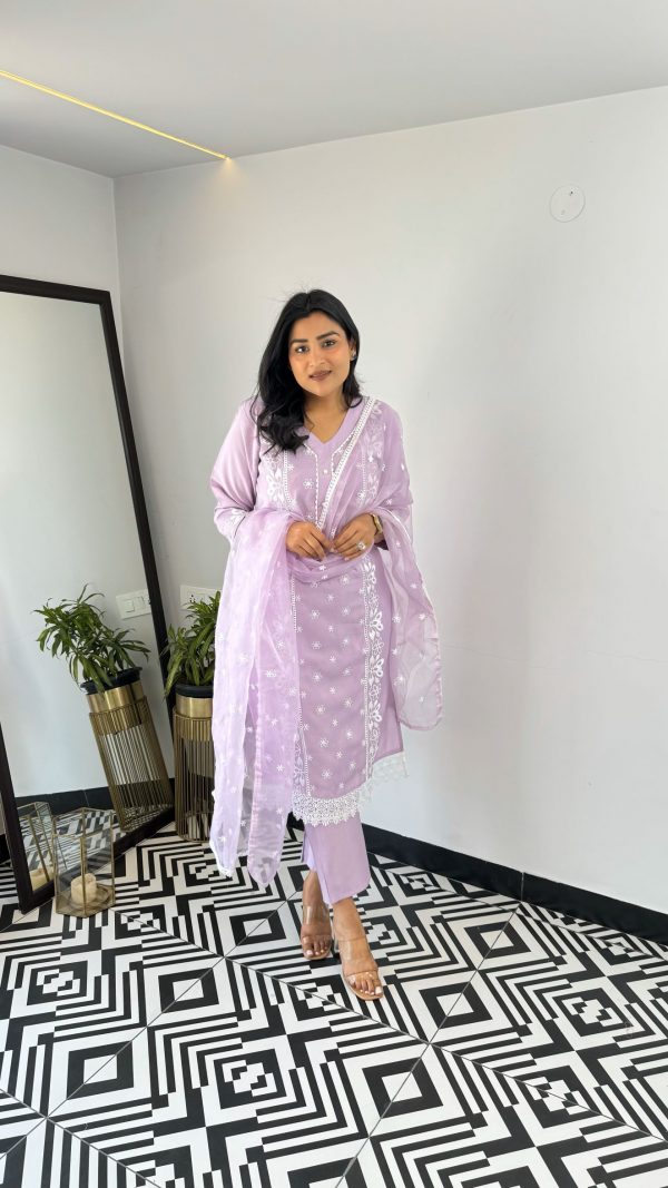 Bright Lilac Muslin Suit Set