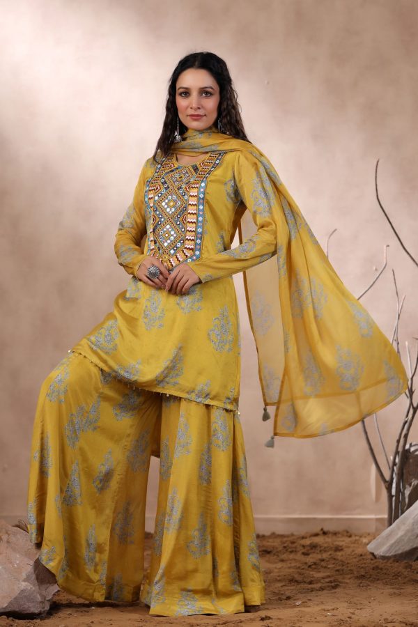 Ishin Yellow Sharara Set