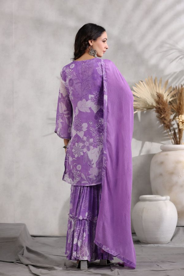 Pihu Lilac  Sharara Set - Image 9