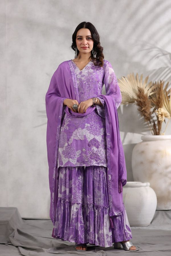 Pihu Lilac  Sharara Set - Image 3