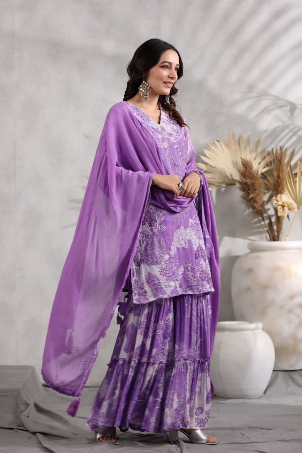 Pihu Lilac  Sharara Set - Image 2