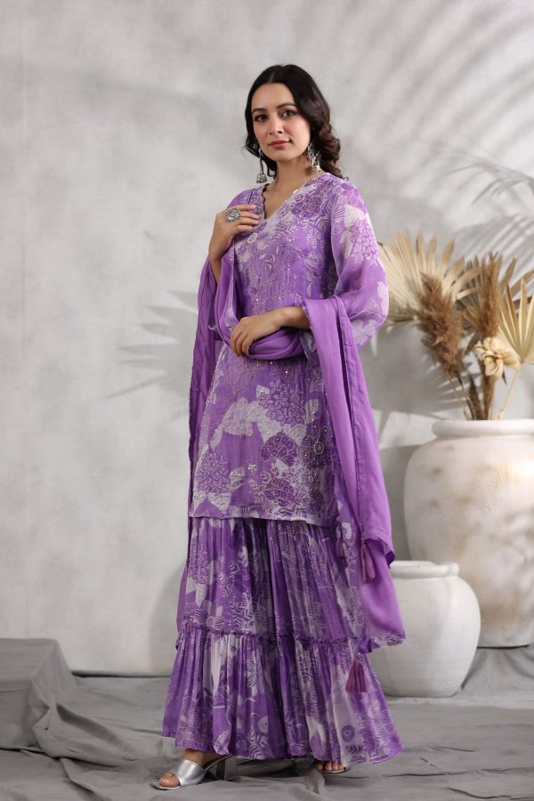 Pihu Lilac  Sharara Set