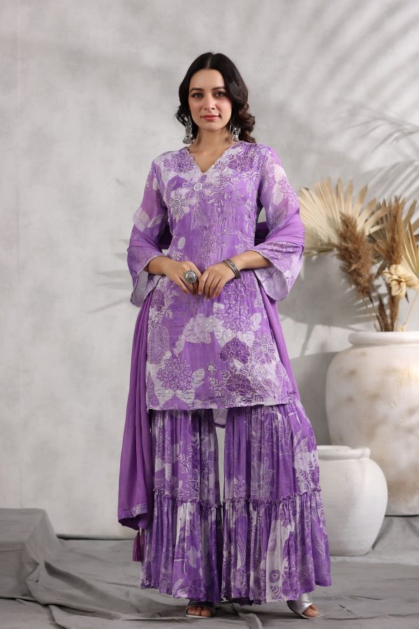 Pihu Lilac  Sharara Set - Image 5