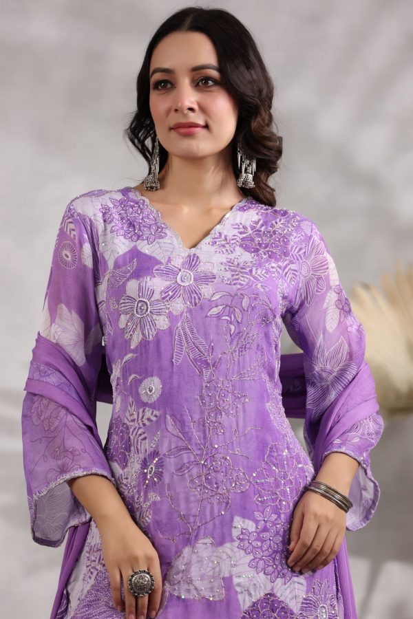 Pihu Lilac  Sharara Set - Image 6