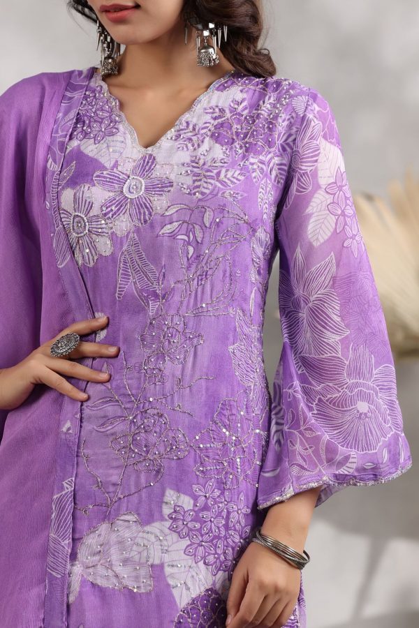 Pihu Lilac  Sharara Set - Image 7