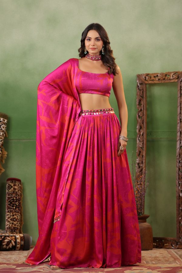 Magenta Multi Print Lehenga